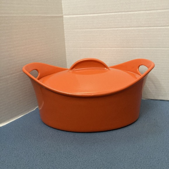 Rachael Ray Other - Rachael Ray Orange 4.25 Qt Stoneware Casserole Dish with Matching Lid & Handles